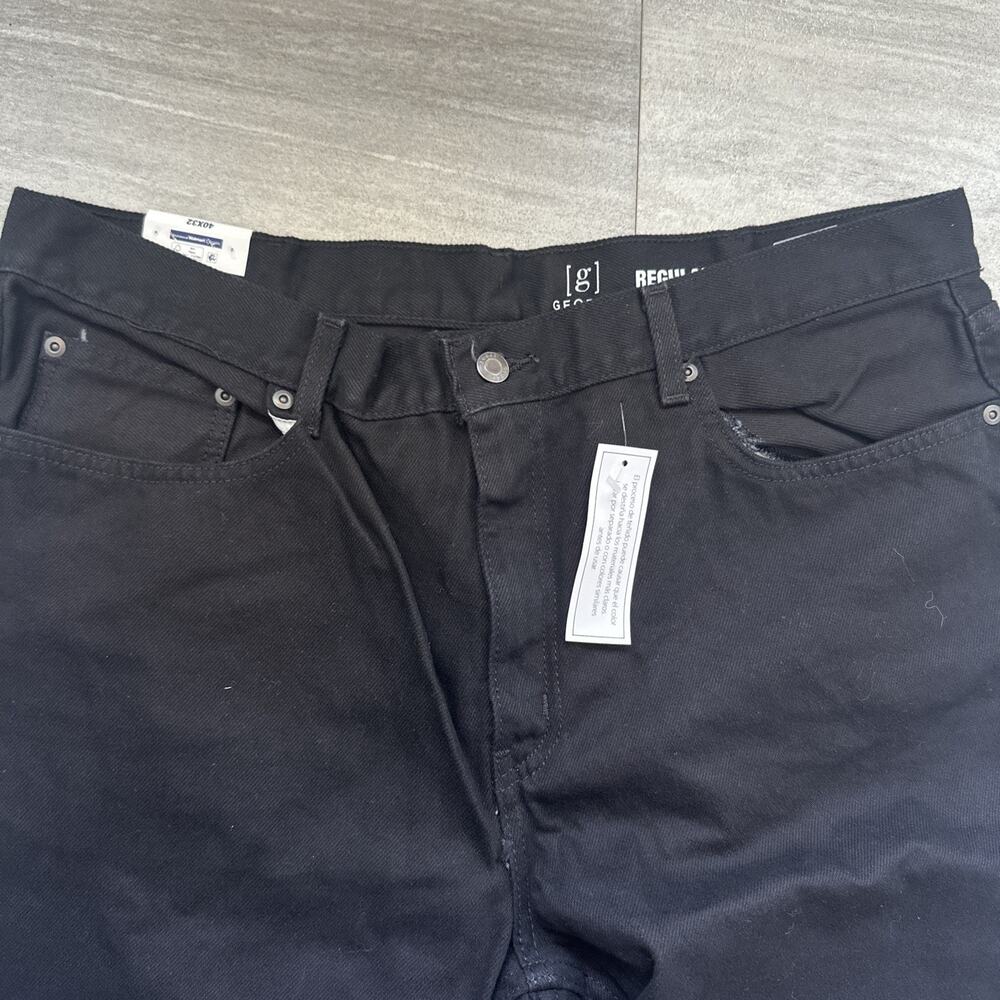 George Jeans Mens 40x32 Black Denim Straight Leg 100% Cotton Classic NWT - Picture 2 of 6